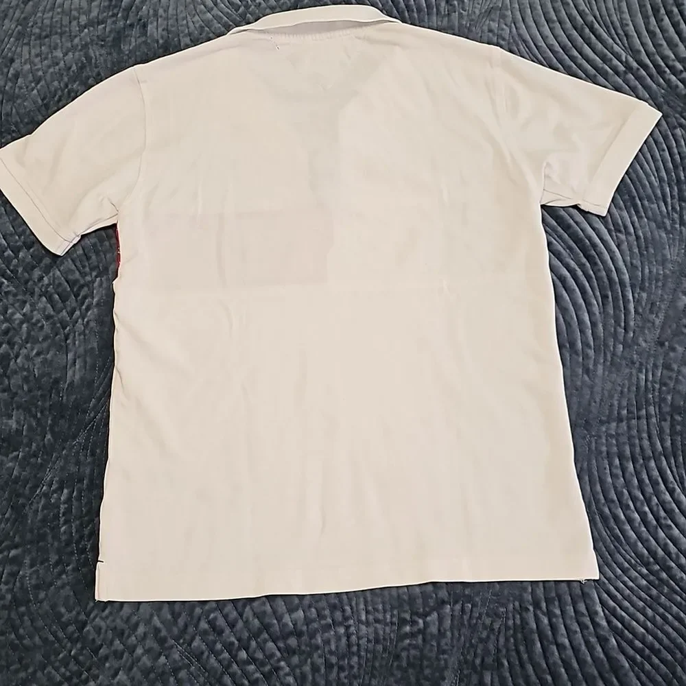 TOMMY HILFIGER Big Boys Color Block White Polo, Size L (16/18)